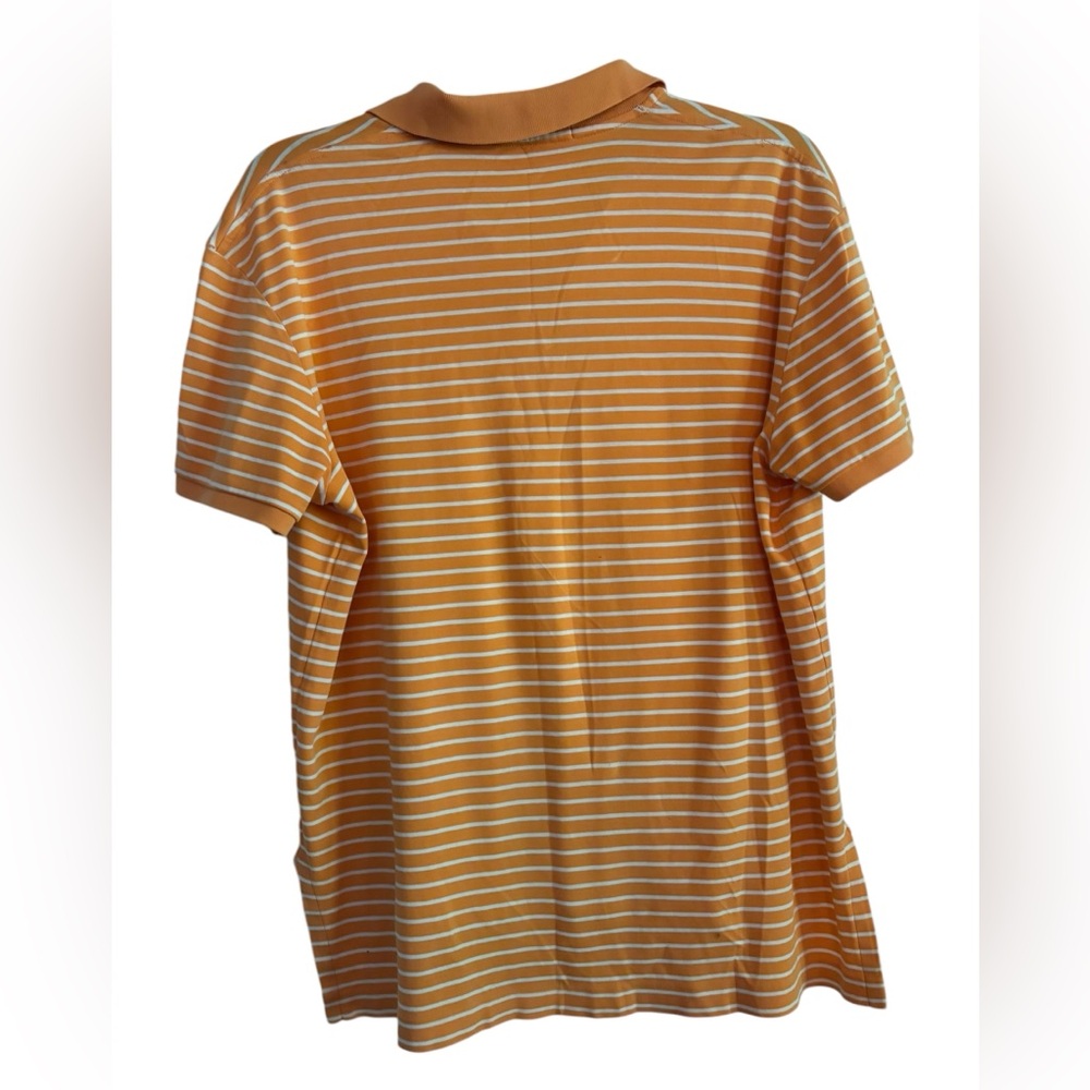Polo Orange/White Striped Short Sleeve Polo Shirt -size Medium - Picture 3 of 12